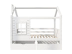 Lit cabane 90x200 cm avec 2 tiroirs - en forme de maison - en bois massif - Blanc 55572PAGM