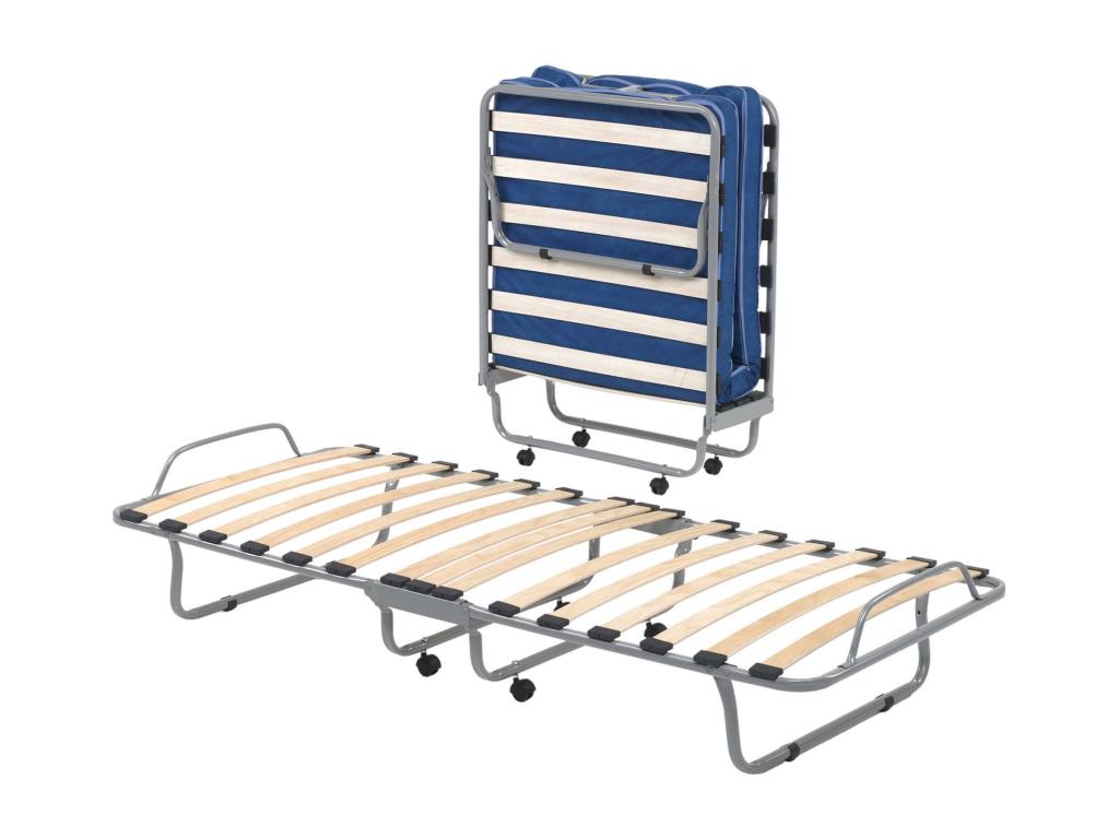 Lit pliant Artvivrestore lit simple orthopédique et pliable Made in Italy lit avec revêtement en éco-cuir avec matelas 80x190 cm inclus Noir 80953LHGO