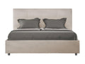 Lit coffre surélevé double capitonné 160x200 microfibre sable Calmetop 33548LUZT