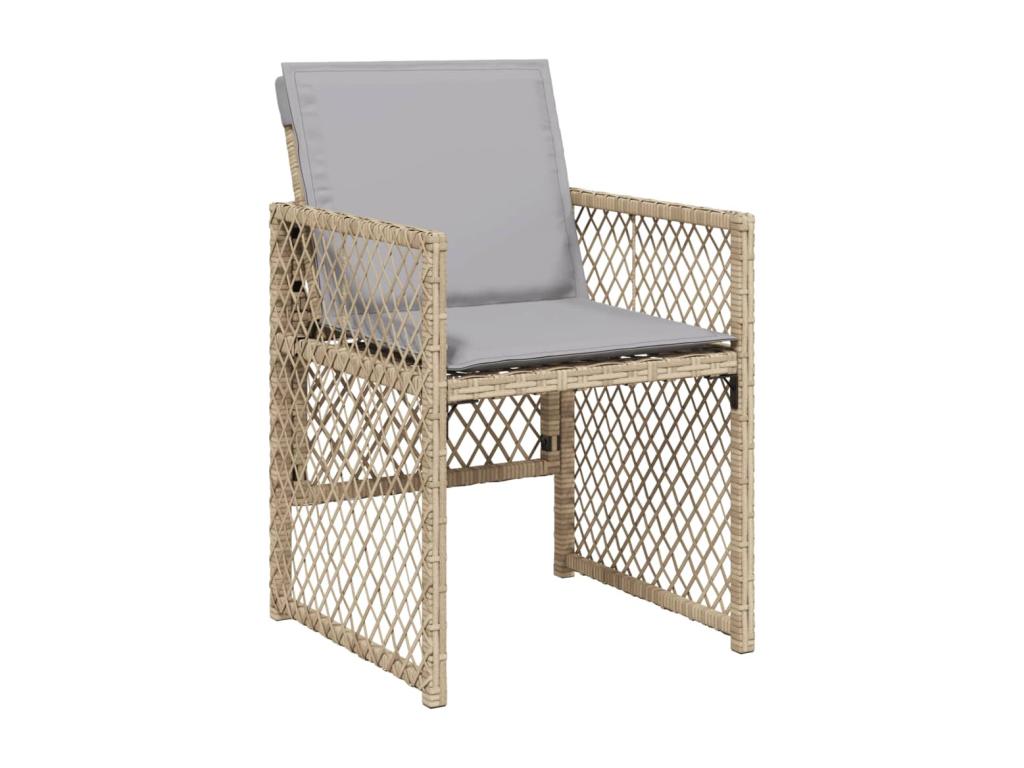 Ensemble à manger de jardin avec coussins 5 pièces Beige poly rotin 97691UFBN