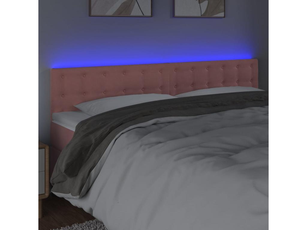 Tête de lit à LED Rose 180x5x78/88 cm Velours 26640HEPU