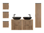 Ensemble meuble double vasque 120cm colonne et 3 armoires murales Artvivrestore Bois et Noir - Vasque Noir 93843MZBS