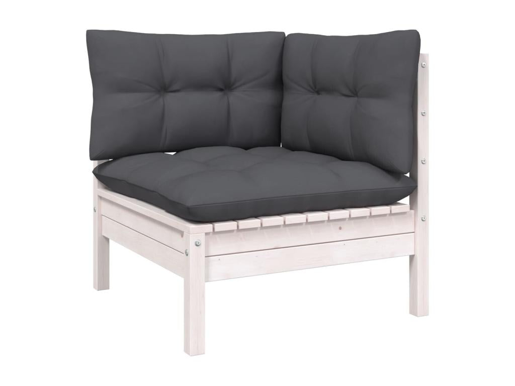 Salon de jardin 8 pièces avec coussins blanc bois de pin massif 63260RSQS