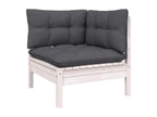 Salon de jardin 8 pièces avec coussins blanc bois de pin massif 63260RSQS