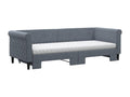 Lit de jour avec gigogne et matelas gris foncé 80x200cm velours 98485UQSI