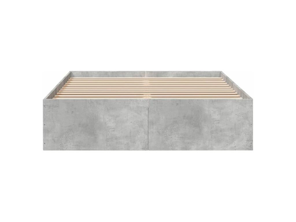 Cadre de lit gris béton 135x190 bois d'ingénierie 04621IPSW