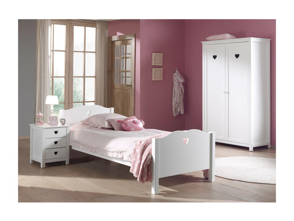 Artvivrestore - Lit 90x200cm avec Sommier Chevet Armoire 2P 13616VWCP