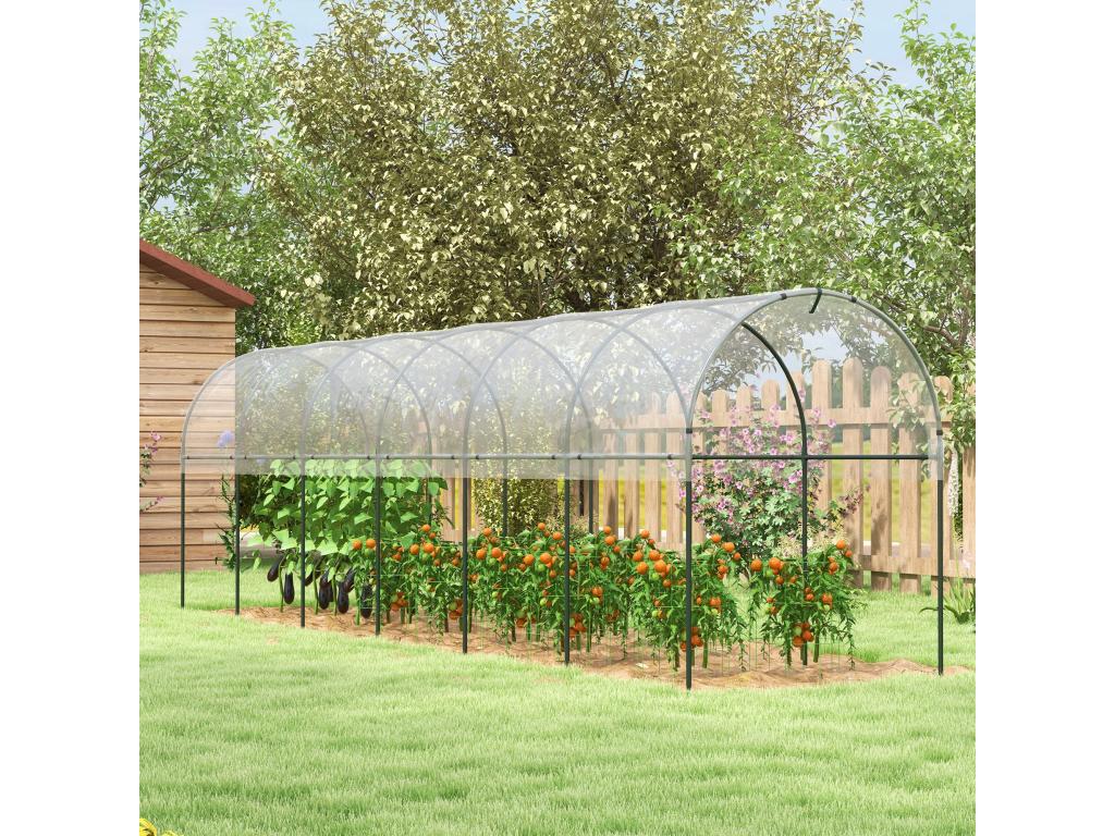 Serre de jardin serre à tomates dim- 6L x 1,23lx 1,71H m acier thermolaqué vert PE haute densité transparent 30007CPYC