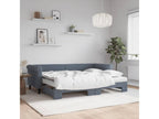 Lit de jour avec gigogne et matelas gris foncé 80x200cm velours 98485UQSI