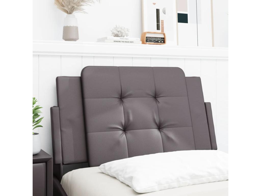 Coussin de tête de lit gris 80cm similicuir 24447HRGF