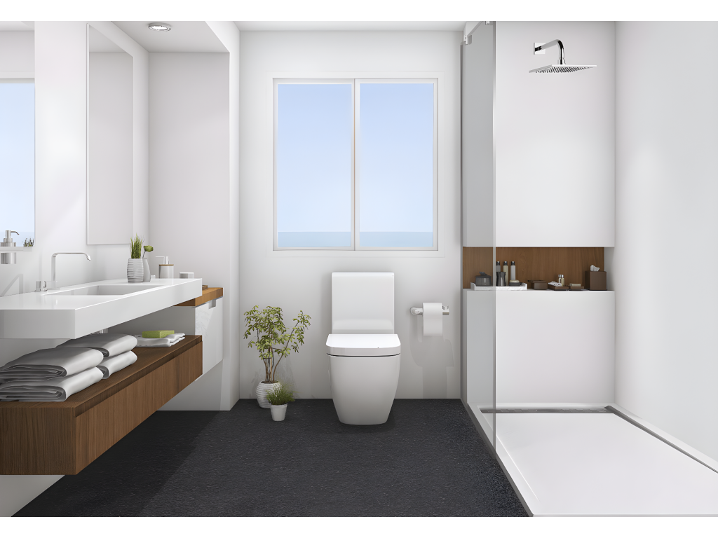Receveur de douche 90x165 cm avec grille latérale Calmetop 1001 en résine synthétique et poudre de marbre avec drain 93138QUUQ