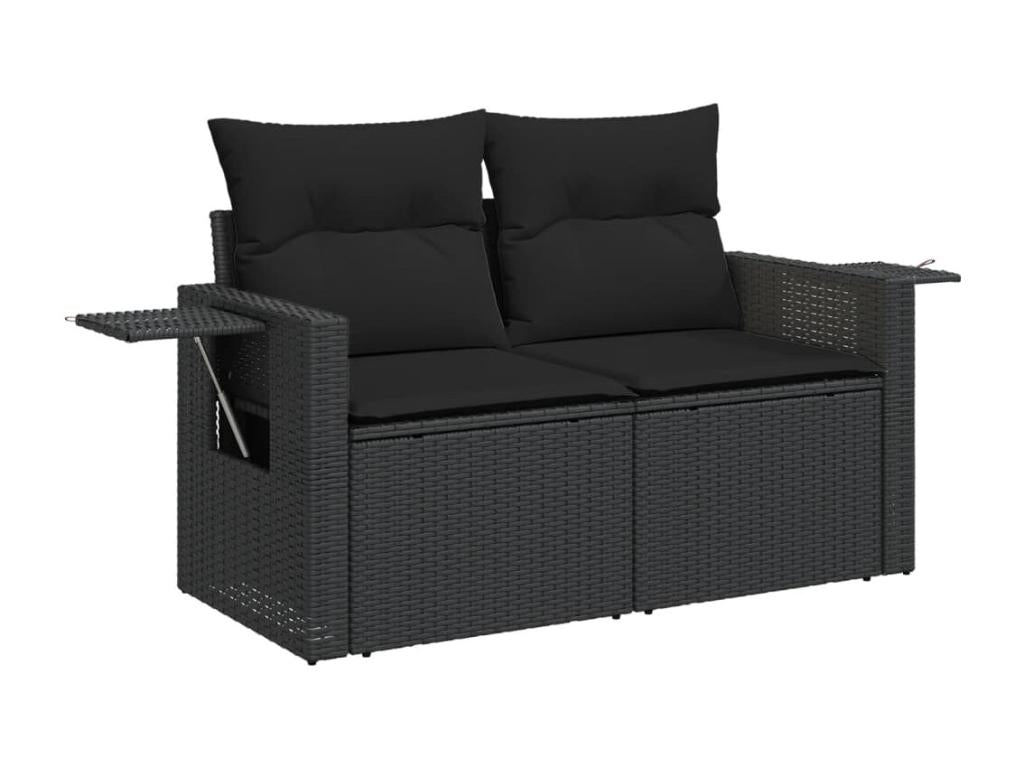 Salon de jardin 8 pcs avec coussins noir résine tressée 65417RAKC