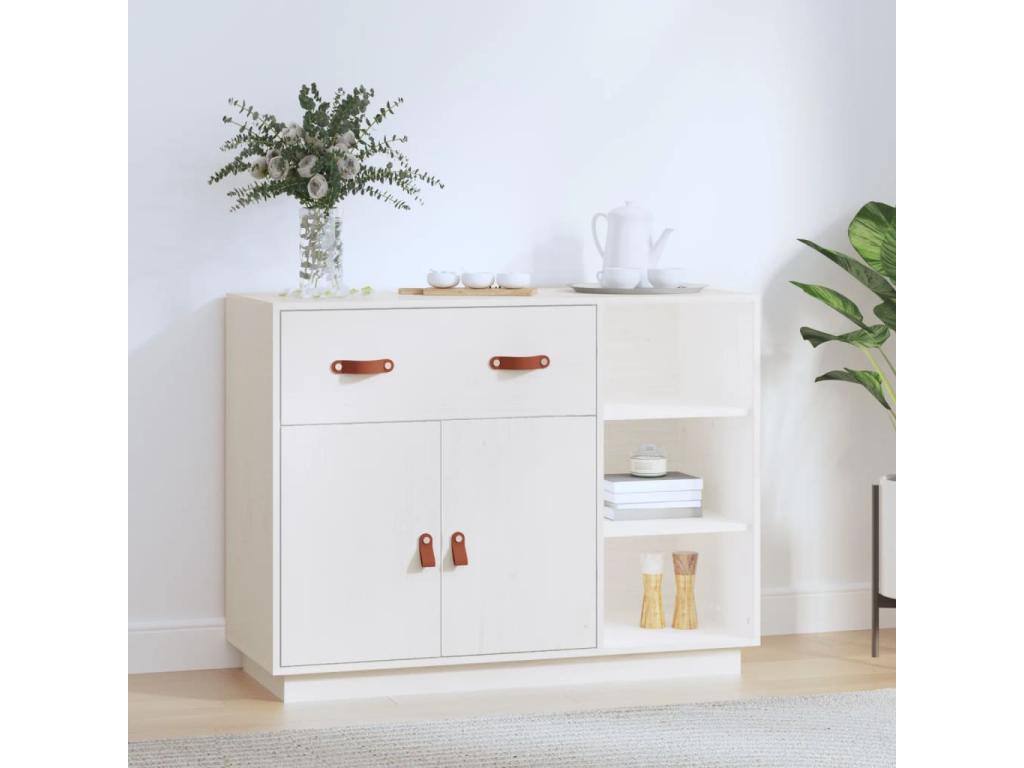 Buffet Blanc 98,5x40x75 cm Bois massif de pin 31191HDRL