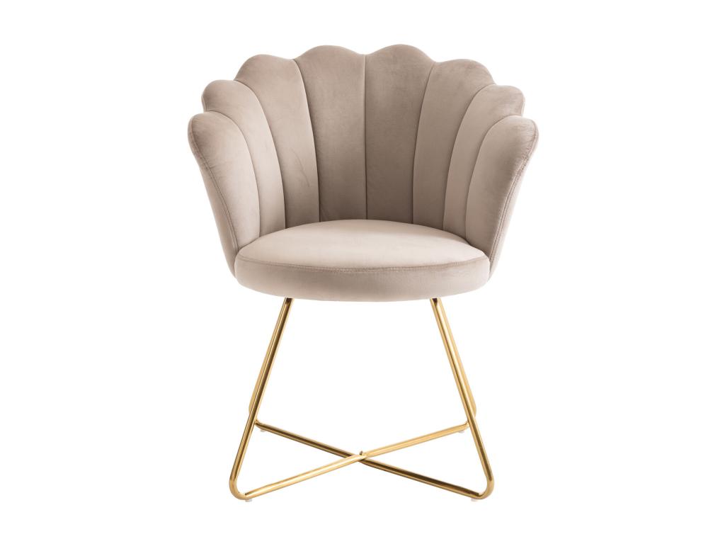 Lot de 2 chaises en velours et métal - Beige et doré - Calmetop II 62496VIAI