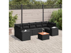 Salon de jardin 8 pcs avec coussins noir résine tressée 56154EDLL