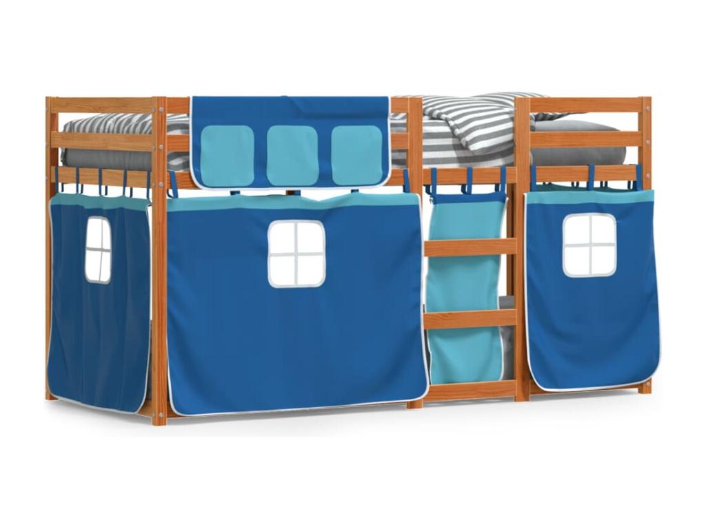 Lit superposé sans matelas bleu 75x190 cm bois de pin massif 27667MKRI