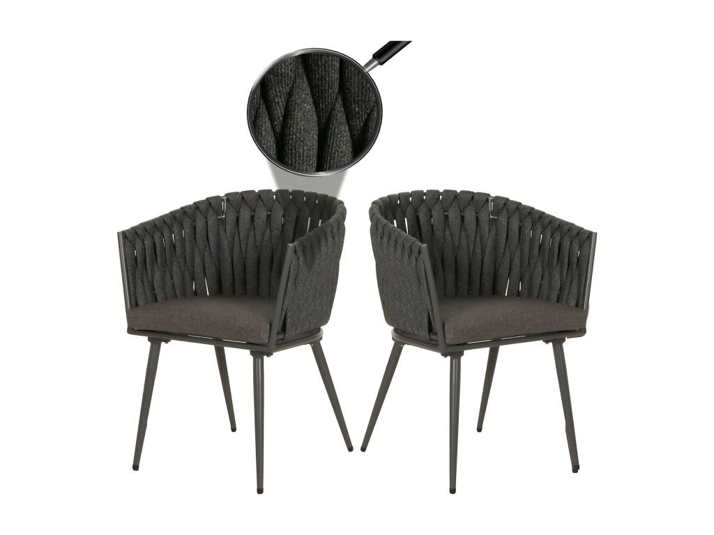 Chaise de salle à manger Calmetop-N38 lot de 2 anthracite Coussin gris foncé 43121LOBK