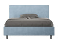 Lit double avec sommier rembourré 140x200 microfibre bleu clair Artvivrestore 61006QUYD