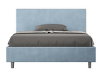 Lit double avec sommier rembourré 140x200 microfibre bleu clair Artvivrestore 61006QUYD
