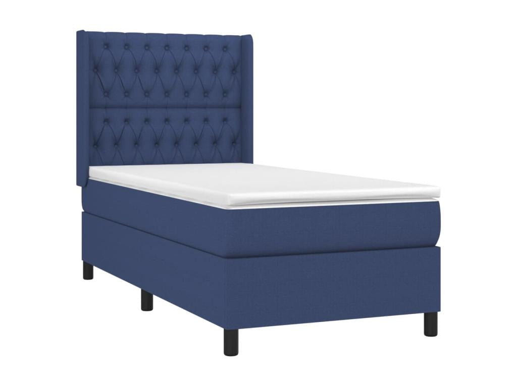 Lit à sommier tapissier avec matelas Bleu 100x200 cm Tissu 75172JBZB