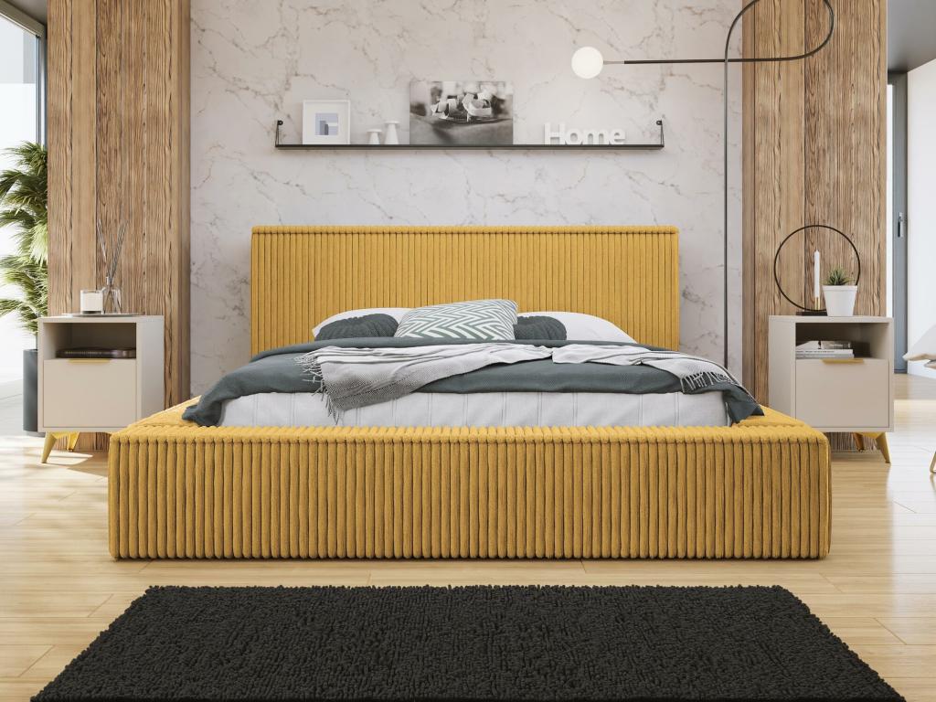 Lit Calmetop 107 Double Jaune 180x200 Tapisserie Sommier à Calmetop 212x230x81cm 69897MLKL