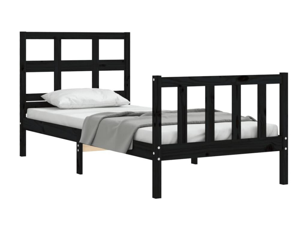Cadre de lit sans matelas noir bois de pin massif 28037VXXU