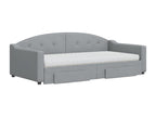 Lit de jour avec gigogne et tiroirs gris clair 100x200 cm tissu 65810VTVB