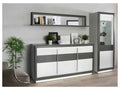 Buffet 193 cm 3 portes blanc laqué décor gris béton avec LED - Artvivrestore 70888BEJV