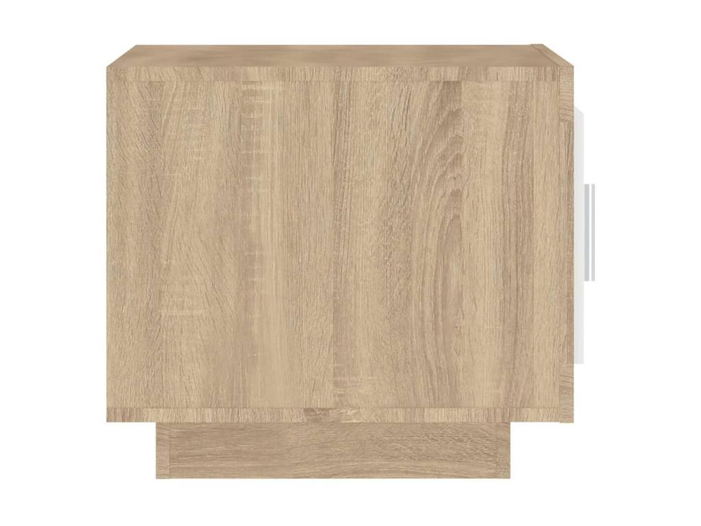Table basse Blanc et chêne Calmetop 51x50x45 Bois d'ingénierie 82786RZEF