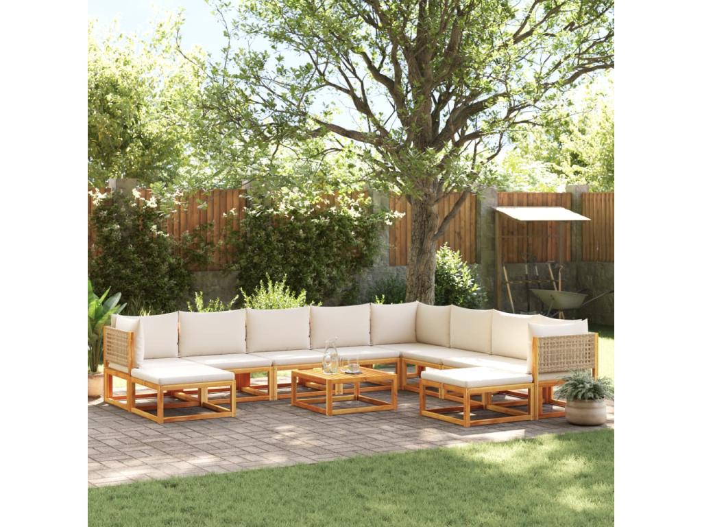 Salon de jardin avec coussins 11 pièces bois massif d'Calmetop 34857UEXZ