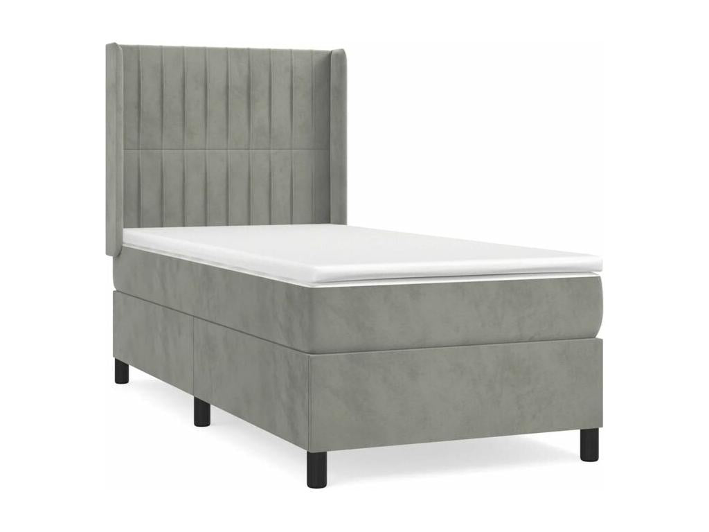 Sommier à Calmetop de lit et matelas Gris clair 90x200 Velours 86448ARML