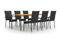 Ensemble à manger de jardin 7 pcs Résine tressée Noir 81245RKQN