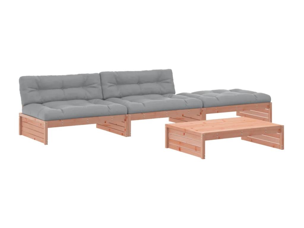 Salon de jardin 4 pièces avec coussins bois massif Calmetop 23309JBOX