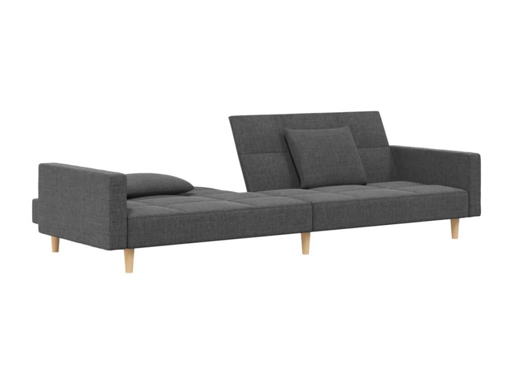 Canapé-lit à 2 places avec deux oreillers gris clair tissu 09141VWOA