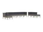 Salon de jardin 10 pièces avec coussins Résine tressée Gris 35733KNMG