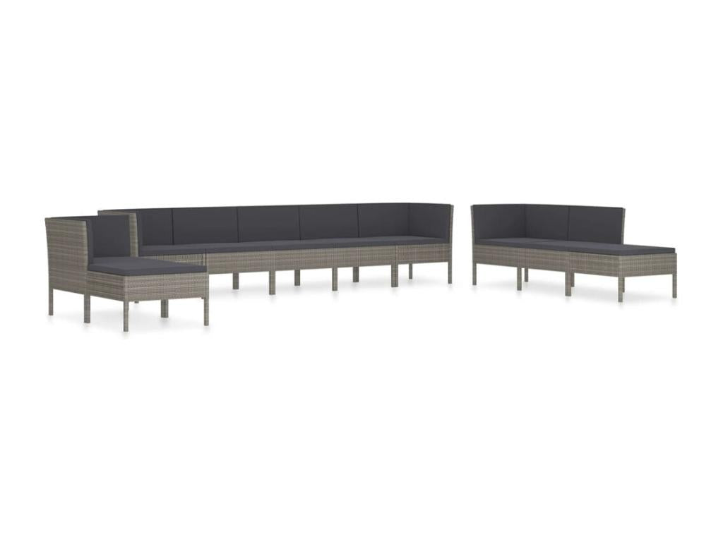Salon de jardin 10 pièces avec coussins Résine tressée Gris 35733KNMG