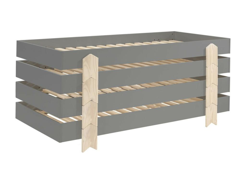 Lit Enfant en Bois Nidchicshop IV 90x200cm Gris 92222XRUQ