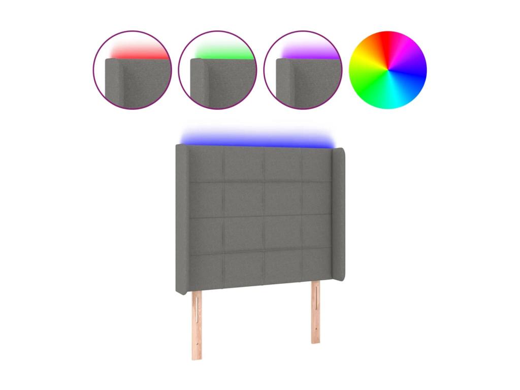 Tête de lit à LED Gris foncé 93x16x118/128 cm Tissu 21942VPOO