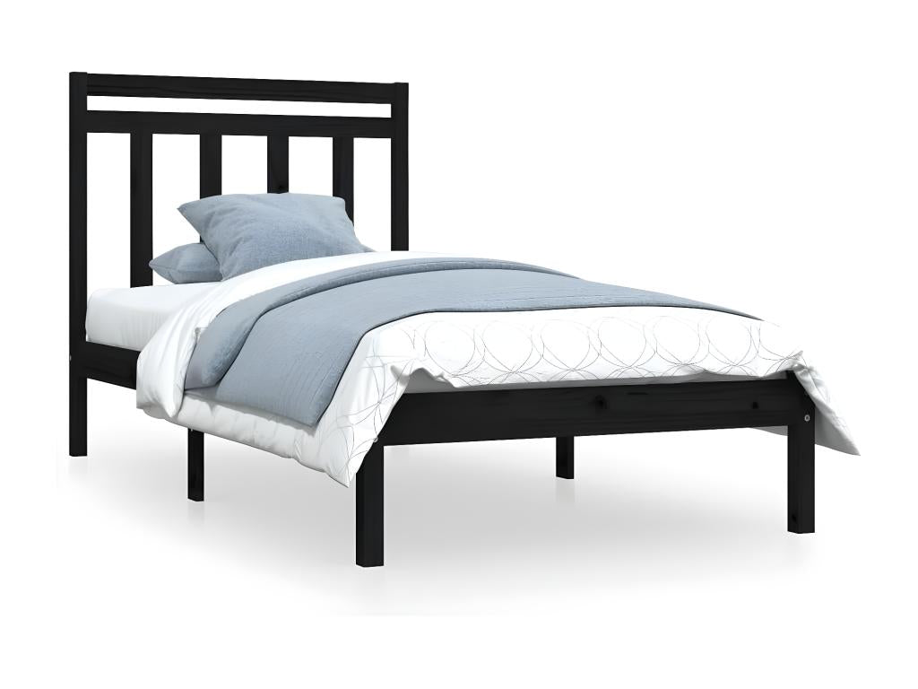 Cadre de lit sans matelas noir 100x200 cm bois massif 40568DRAY