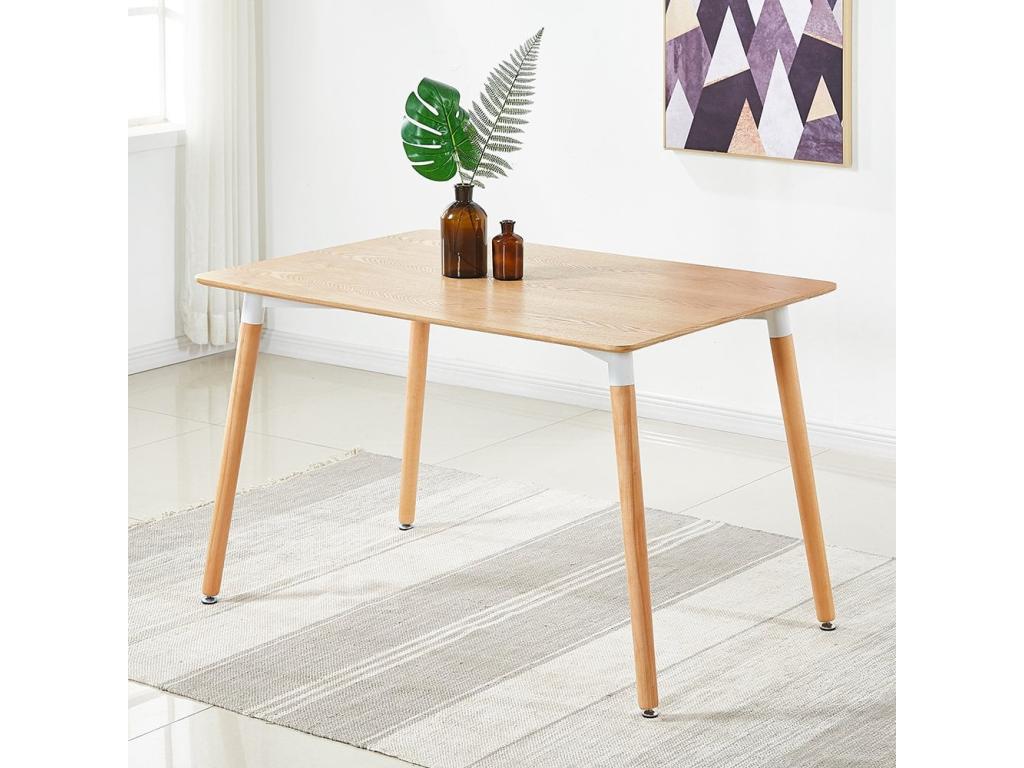 Calmetop - Ensemble Salle à Manger Moderne - Table Effet Chêne 4 Chaises Noires - Design Scandinave 90618ZSPG