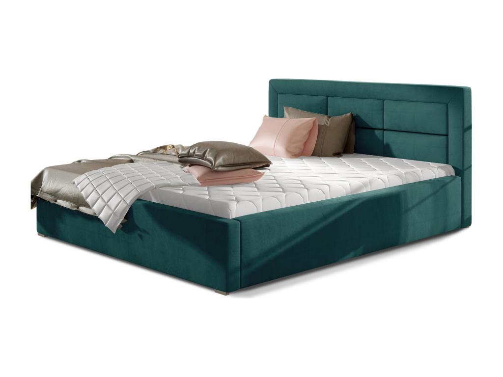 Lit moderne velours capitonné Calmetop-Couleur Bleu canard-180x200-Version coffre de rangement 13055LYXZ