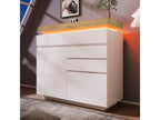 Commode avec 2 portes et 3 tiroirs - 110x39x115 cm - LEDs - Panneau de particules - pour salon chambre - Blanc 40712XSGK