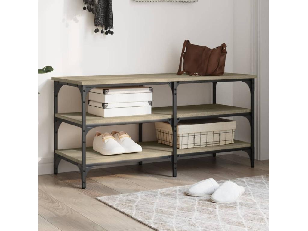 Banc à chaussures chêne Artvivrestore 100x38.5x49 bois d'ingénierie 72423TDBZ