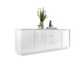 Buffet 4 portes 3 tiroirs Blanc Laqué Brillant - Artvivrestore 22134ULCZ