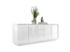 Buffet 4 portes 3 tiroirs Blanc Laqué Brillant - Artvivrestore 22134ULCZ