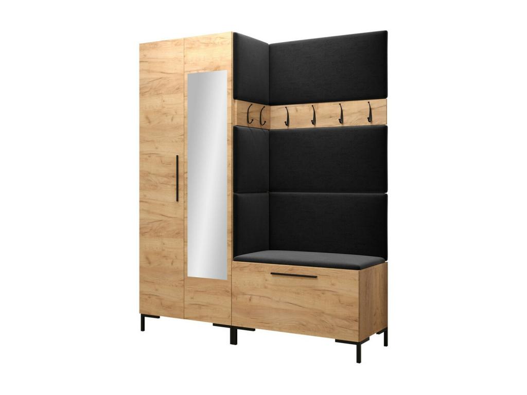 Meuble d'entrée Calmetop 107 196x158x46cm Miroir Craft chêne Stratifié - Faux cuir 21087DWGK