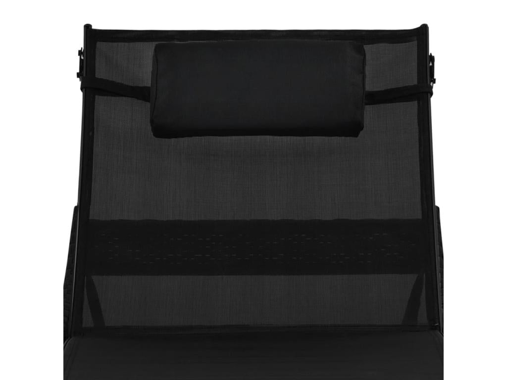 Chaise longue avec oreiller Résine tressée Noir 39391GOKY