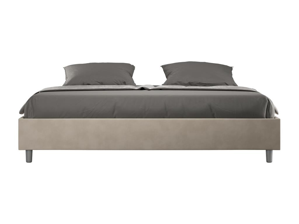 Lit avec sommier rembourré 180x200 microfibre sable Artvivrestore 35206ULRZ