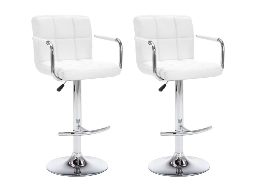 Tabourets de bar lot de 2 blanc similicuir 88767KAPN
