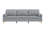 Canapé 3 places avec oreillers gris clair 210 cm tissu 25981IBUK